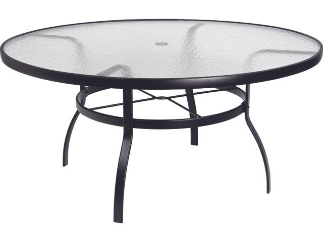Deluxe 61 Inch Round Obscure Glass Dining Table with Umbrella Hole
