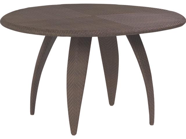 Bali 48-Inch Round Woven Top Dining Table in Coffee
