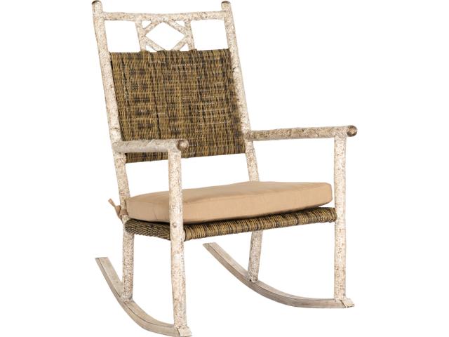 River Run Small Wicker Rocker in Antique Palm