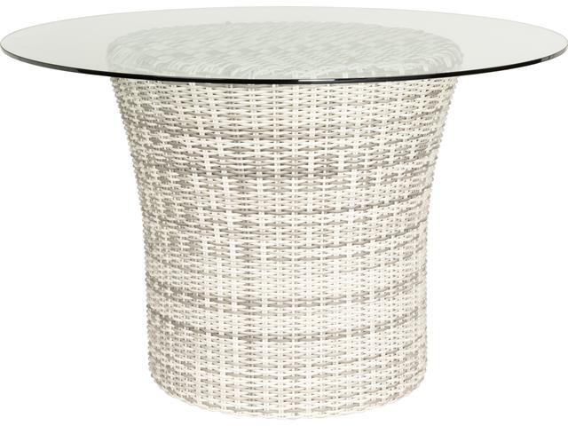 Sonoma 48-Inch Round Wicker Dining Table with Glass Top