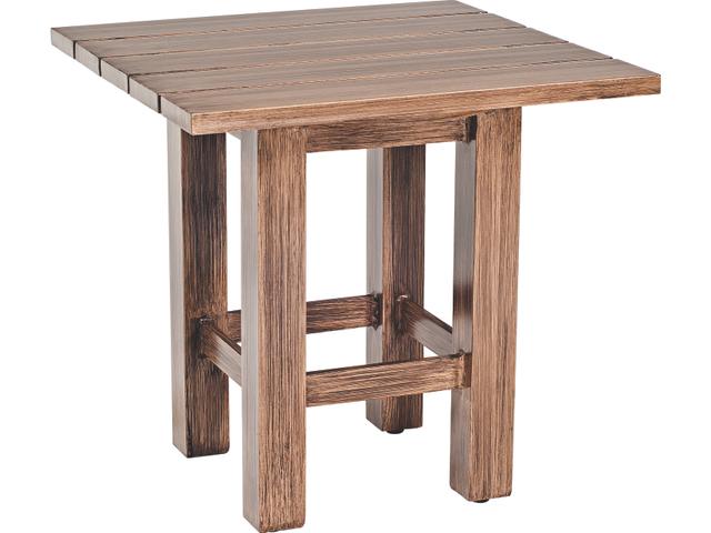 Augusta Woodlands Aluminum Square End Table in Aged Teak