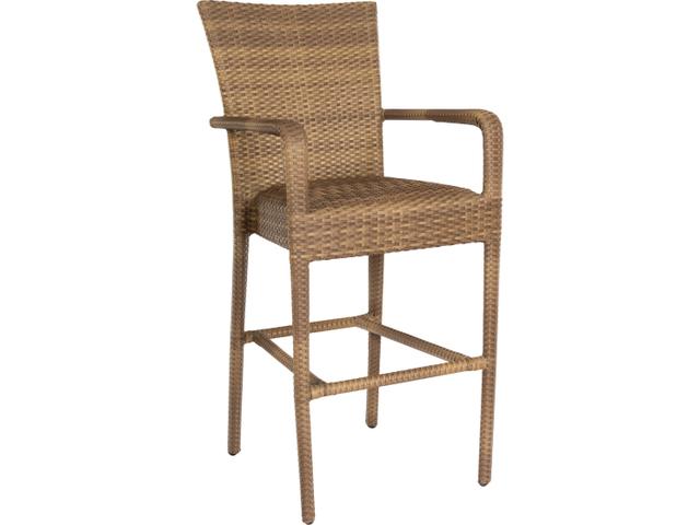 Whitecraft All Weather Wicker Padded Seat Patio Bar Stool with Arms