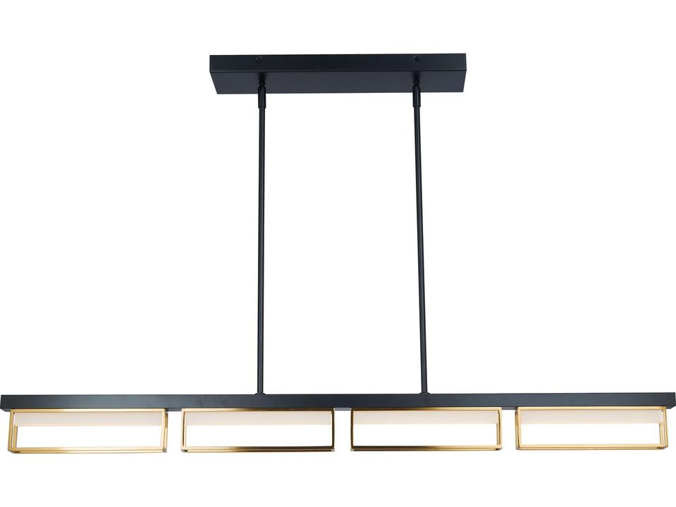 Pane 4-Light Framed Pendant in Matte Black and Bronze