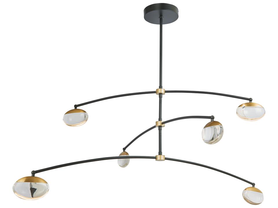 Lighting Athena 6-Light LED Chandelier in Matte Black and Brushed Brass