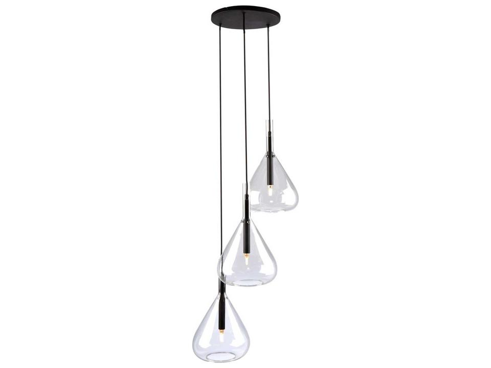 Conic 3-Light Multi-Light Pendant Light in Black with Glass Shade