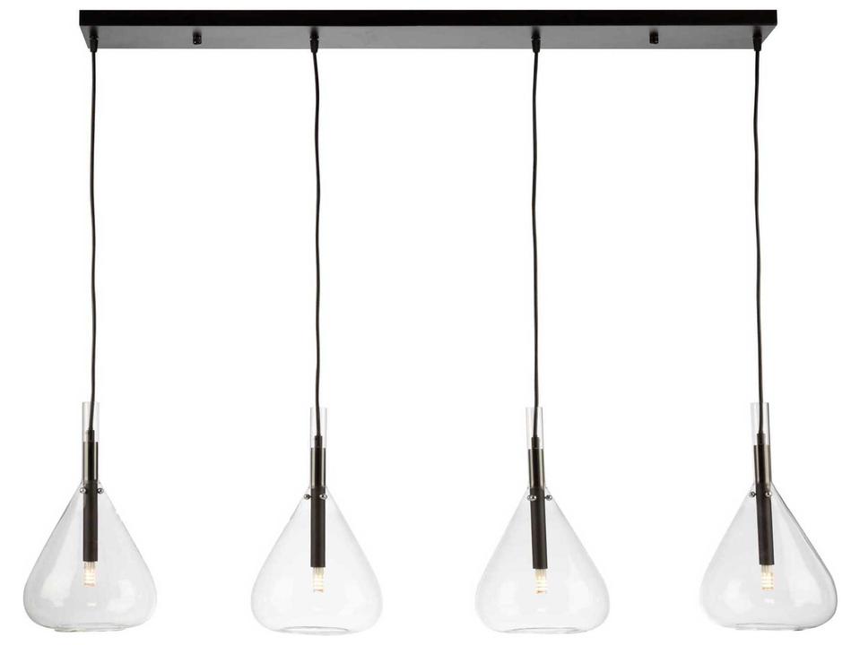 Conic 4-Light Black and Clear Glass Island Pendant