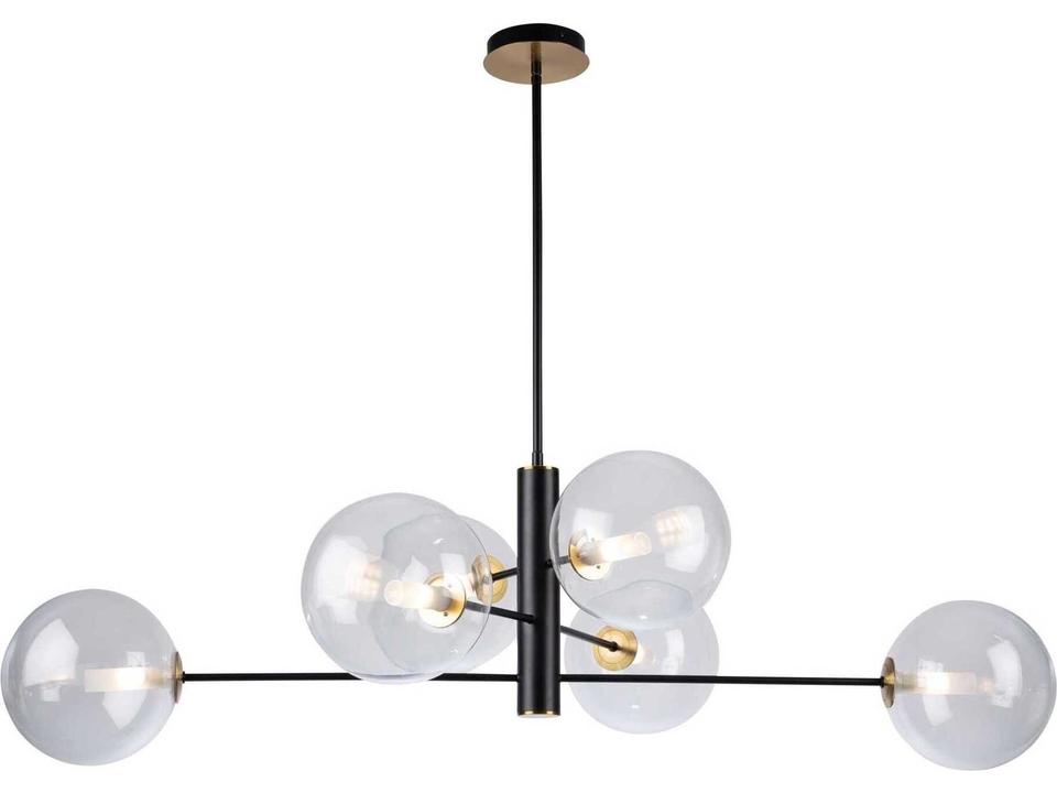 Aurelia 6-Light Linear Chandelier in Matte Black and Brass