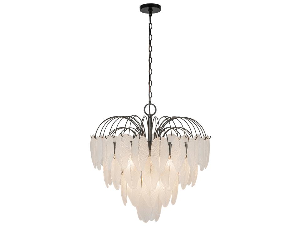 Alessia 10-Light 2-Tier Chandelier with Cascading Glass Leaves in Black