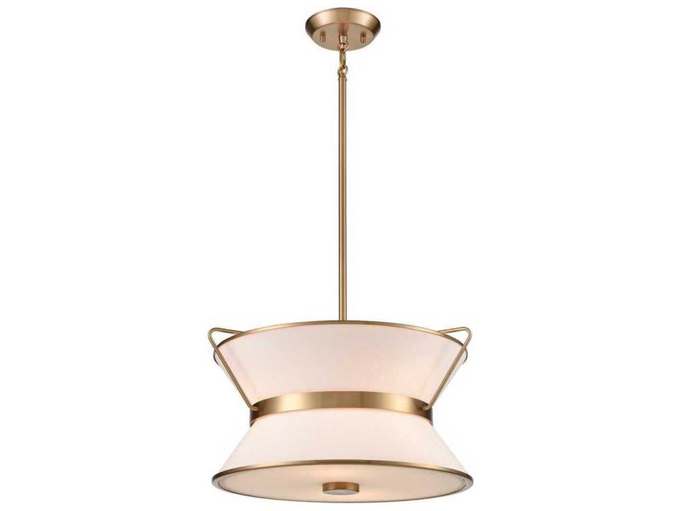 4-Light Layla Chandelier in Brushed Brass with Double Linen Shades