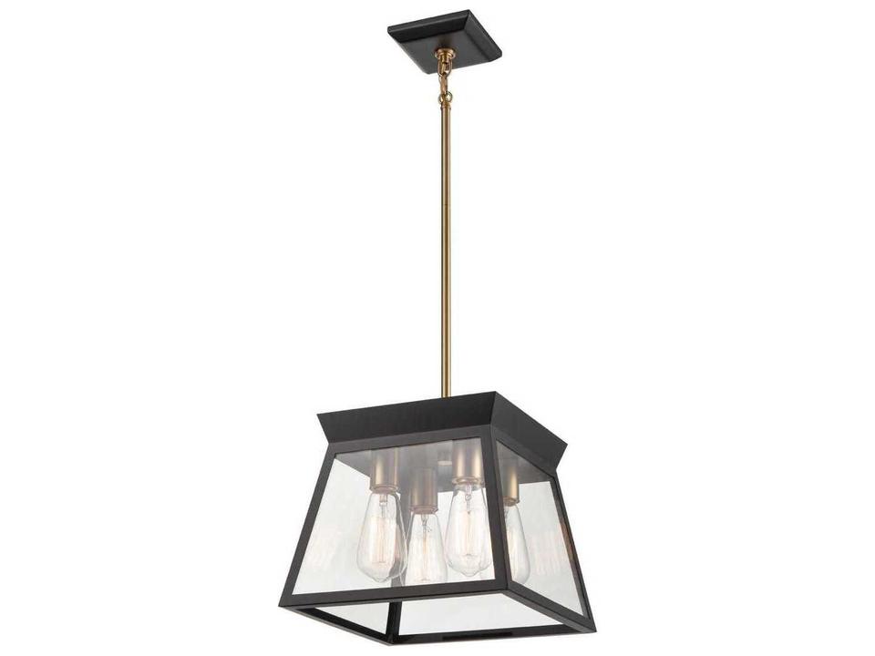 4-Light Lucian Chandelier in Black and Brushed Brass