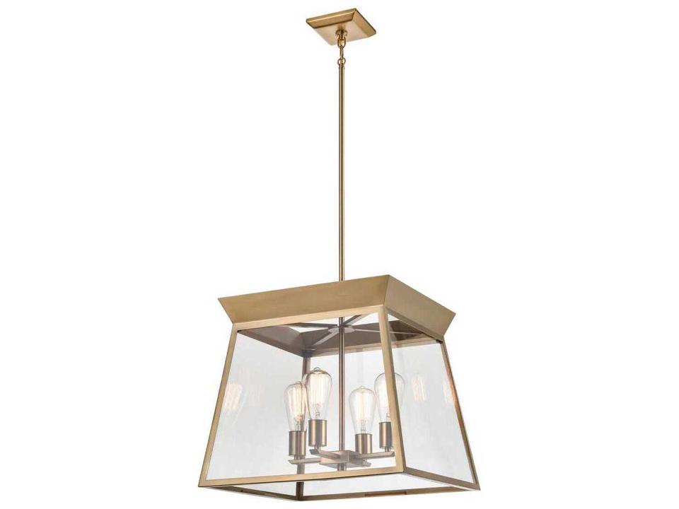 4-Light Lucian Chandelier in Brushed Brass with Clear Glass
