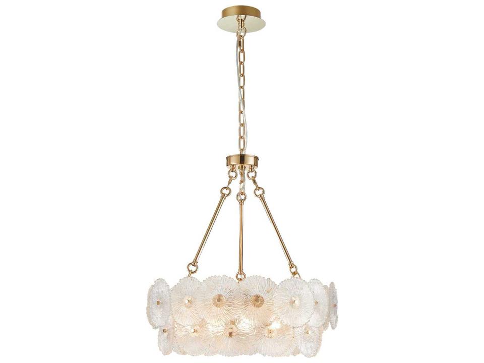 15-Light Bloom Chandelier in Brass with Clear Glass Shades