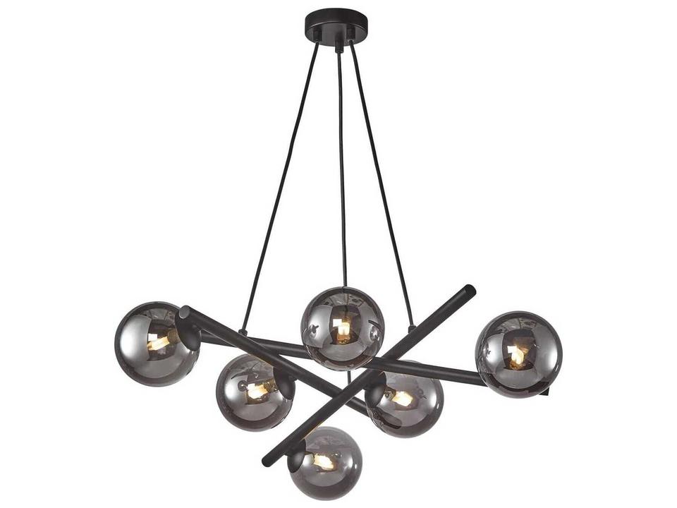 Modena 6-Light Chandelier with Smoke Glass in Black