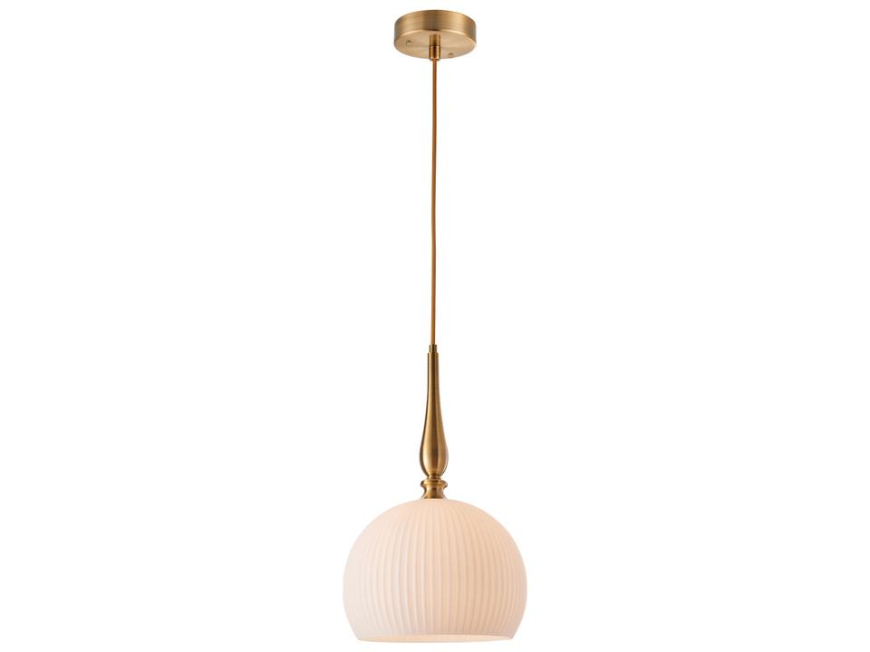 Kate Modern Brushed Brass 1-Light Pendant Light with Ribbed Glass