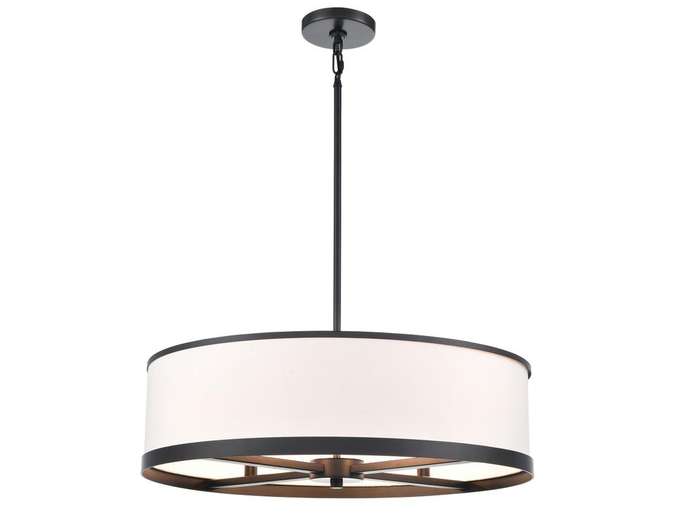 High Street 4-Light Drum Pendant Light in Black with Eggshell White Shade