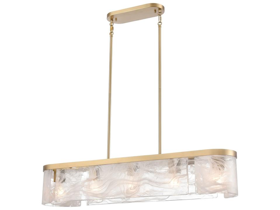 Skye 6-Light Island Pendant Light in Brushed Brass with Murano Style Glass