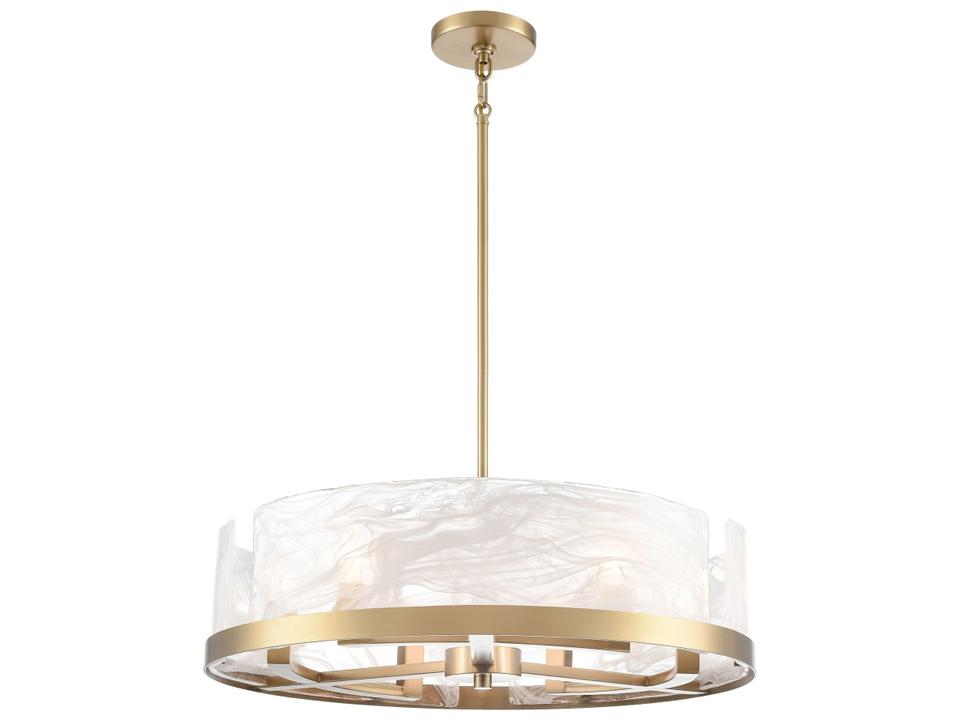 Skye 6-Light Transitional Chandelier in Brushed Brass with Murano Style Glass