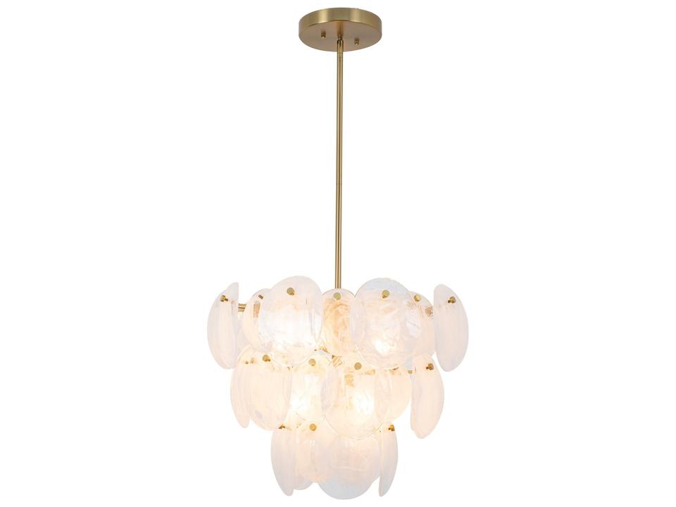Lily 8-Light Chandelier in Brushed Brass with Murano Style Glass