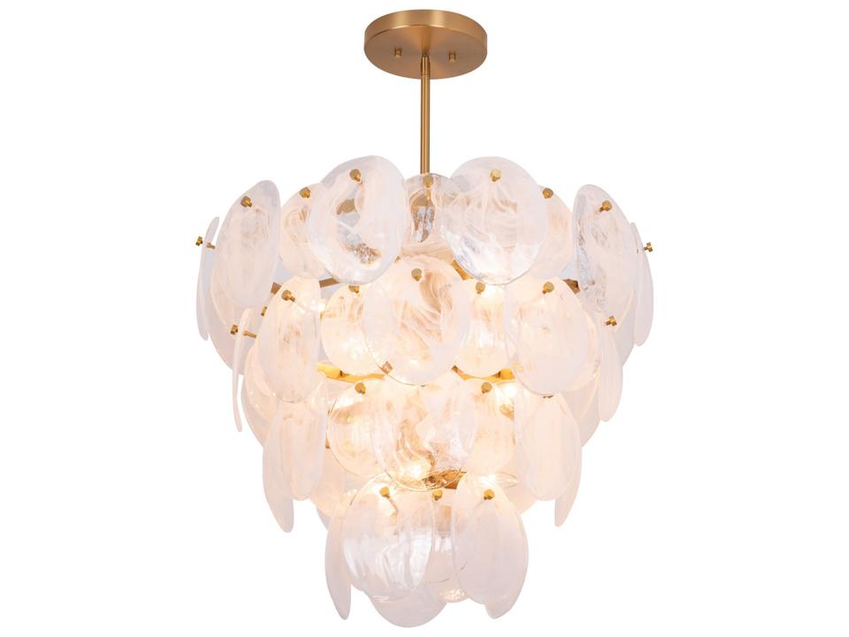 13-Light Lily Chandelier in Brushed Brass with Murano Glass