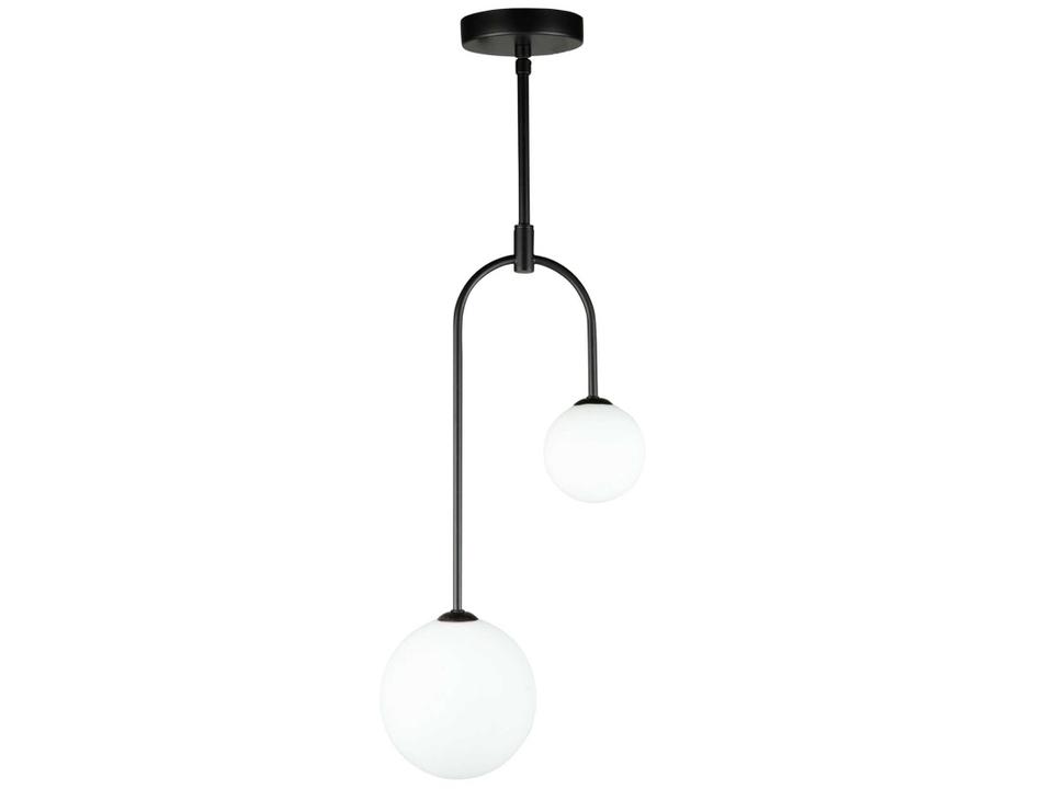 Comet 2-Light LED Pendant Light in Semi Matte Black with Opal Glass