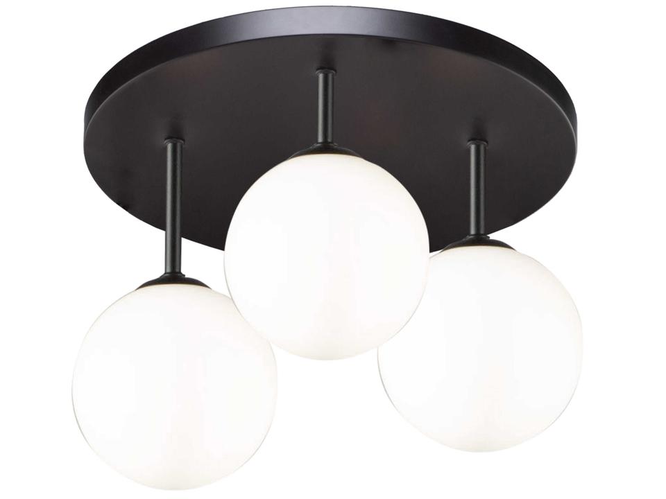 Comet 3-Light Semi Matte Black Glass LED Globe Flush Mount