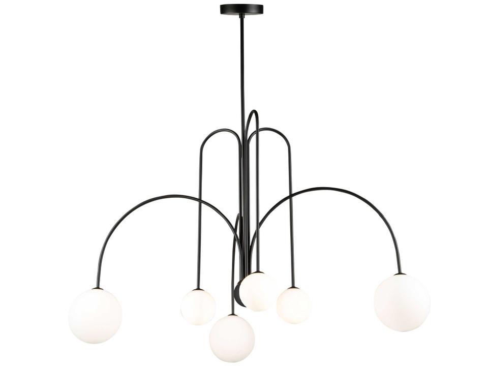 6-Light Comet LED Chandelier in Semi Matte Black with Opal Glass