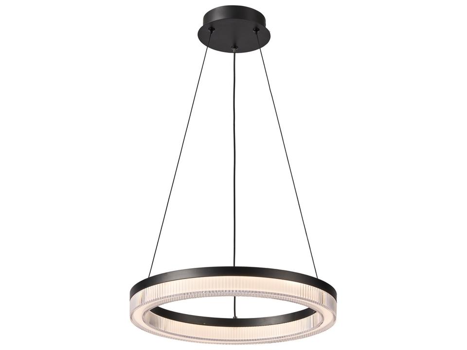 Ari Integrated LED Pendant Light in Black with Ribbed Clear Diffuser