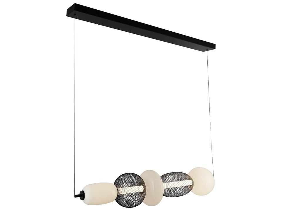 Ace Integrated LED Island Pendant Light in Black with White Opal Glass
