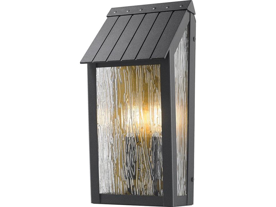 Point 2-Light Outdoor Wall Sconce in Black and Brass