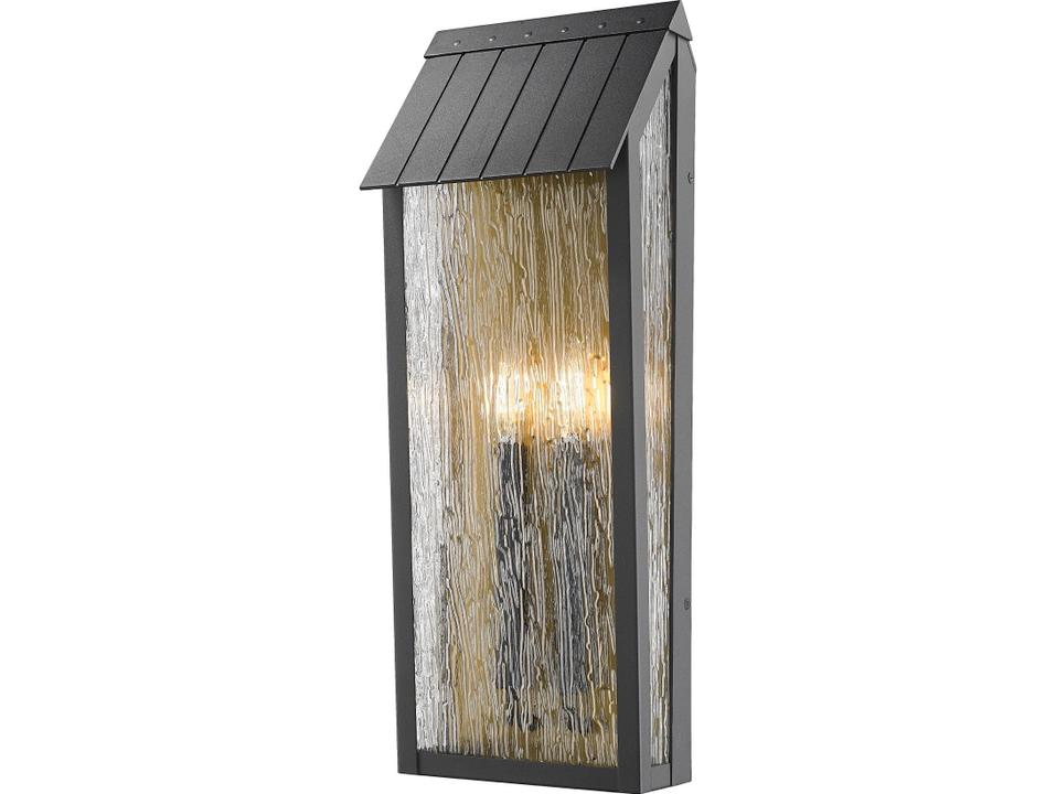 Point 2-Light Outdoor Wall Light in Black and Brass