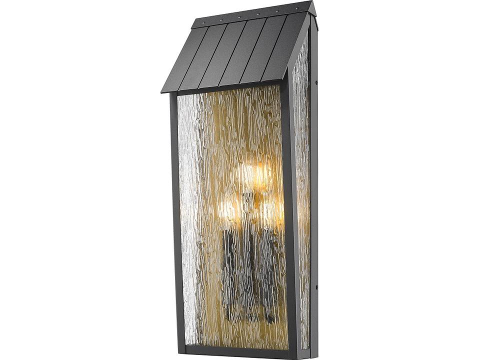 Point 3-Light Outdoor Wall Light in Black and Brass
