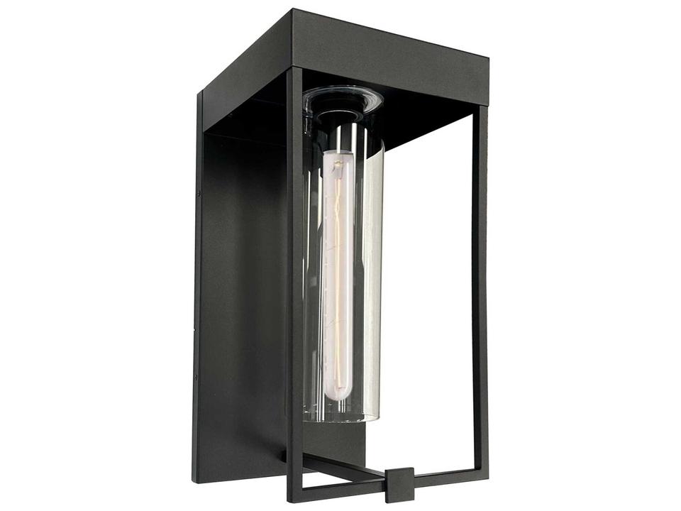 Gardenbrooke 1-Light Outdoor Wall Sconce in Black with Clear Glass