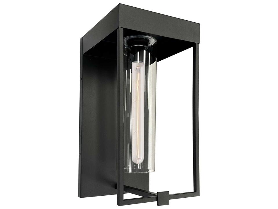 Gardenbrooke 1-Light Outdoor Wall Sconce in Black with Clear Glass