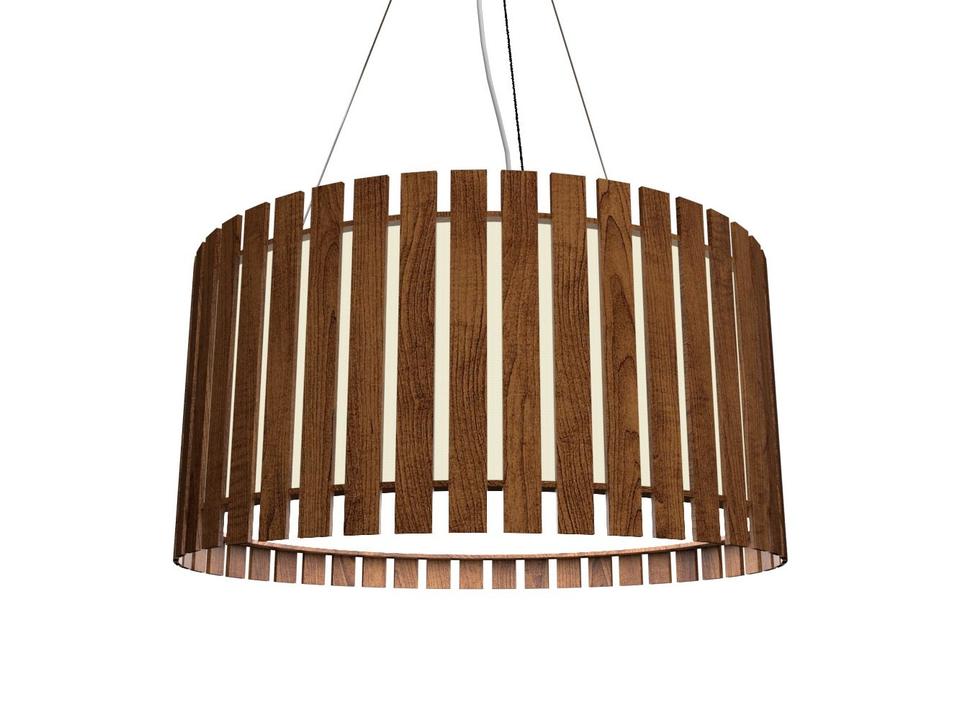 Slatted Brown LED Drum Pendant