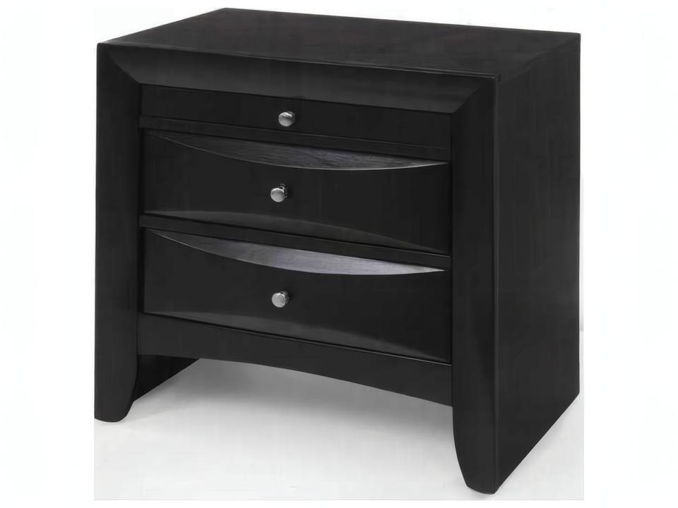Ireland 2-Drawer Nightstand with Pull-Out Tray in Black