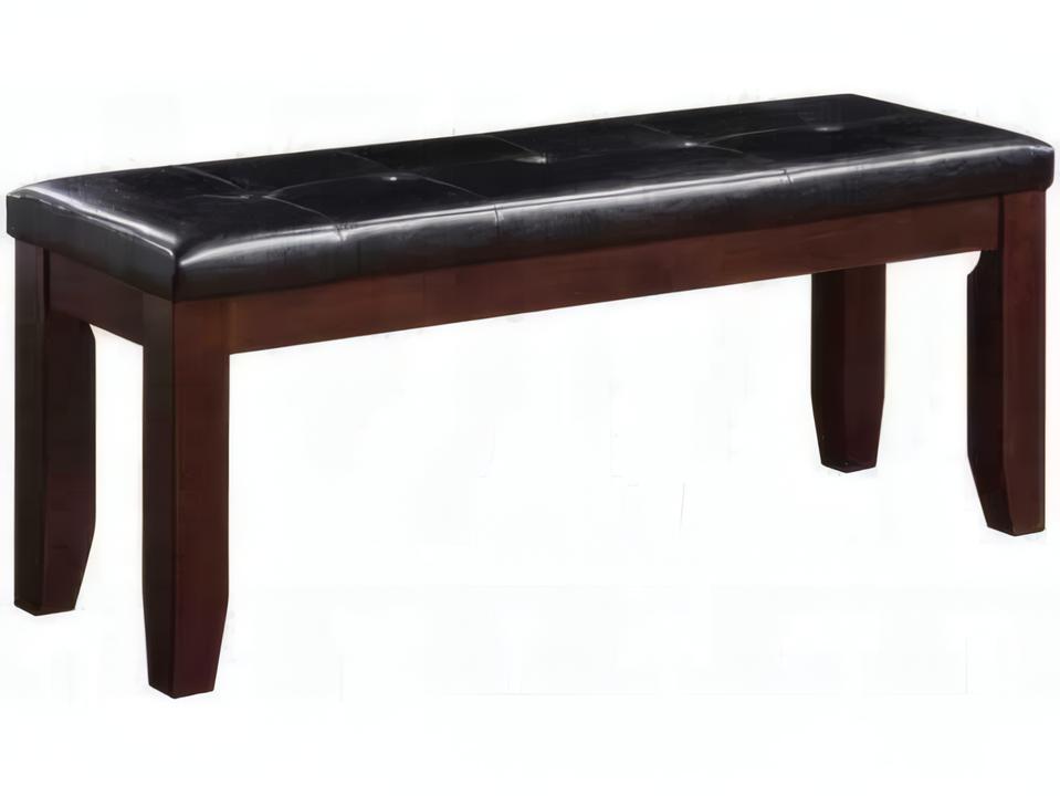 Urbana Tufted Black PU and Cherry Dining Bench