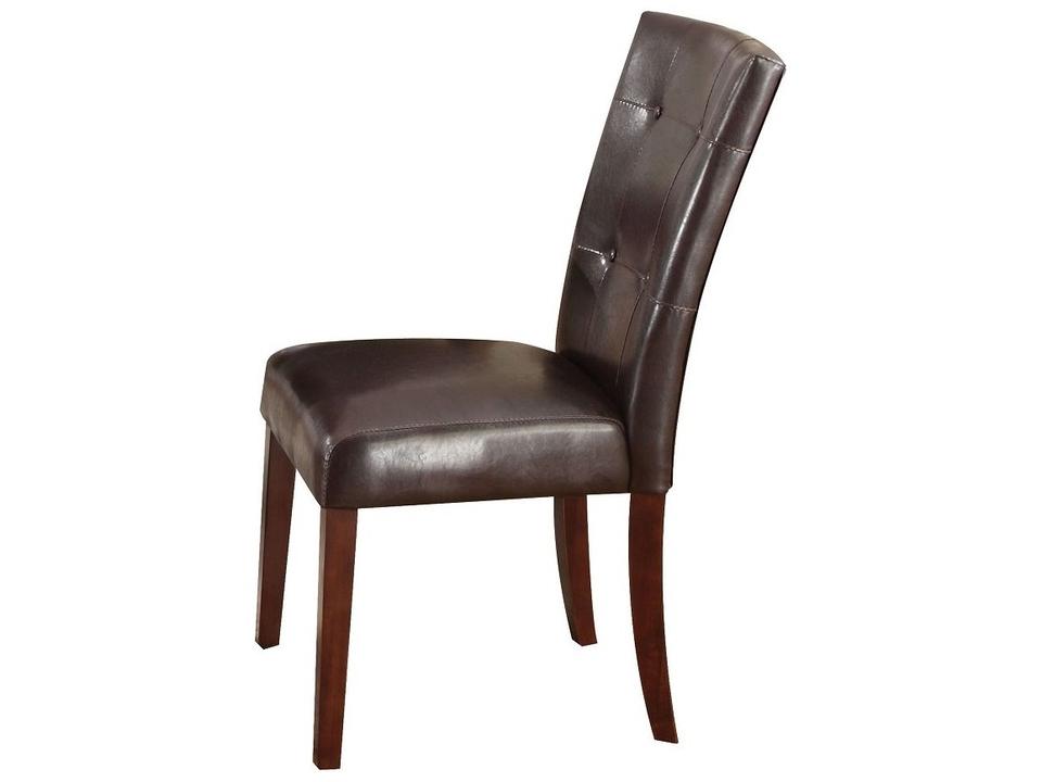 Plywood Brown Faux Leather Armless Dining Chair Set of 2