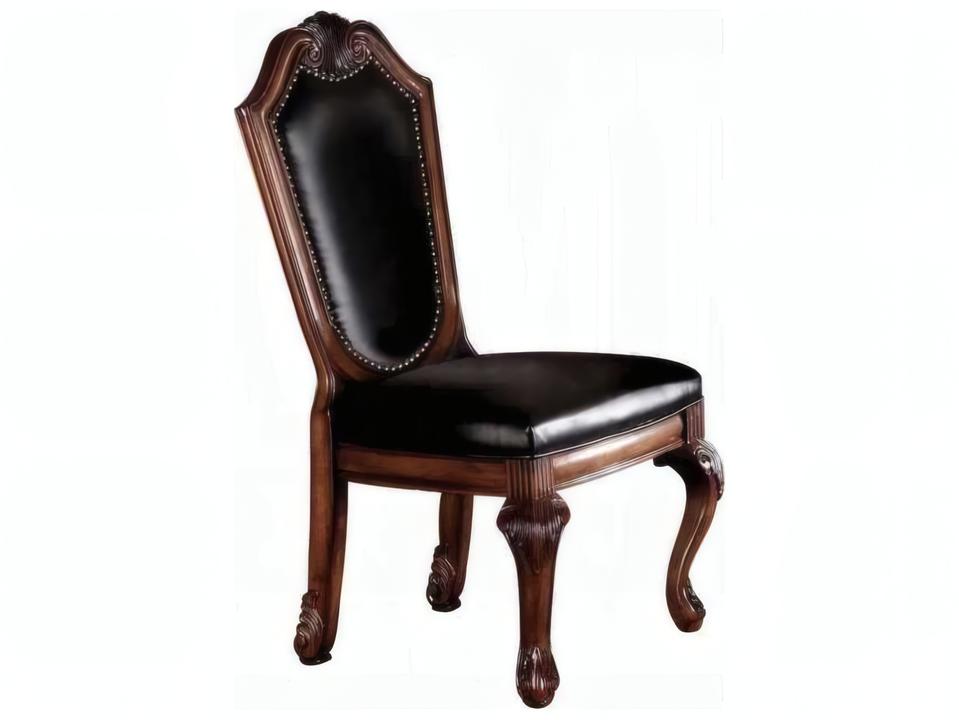 Chateau De Ville Rubberwood Black Faux Leather Armless Dining Chair Set of 2