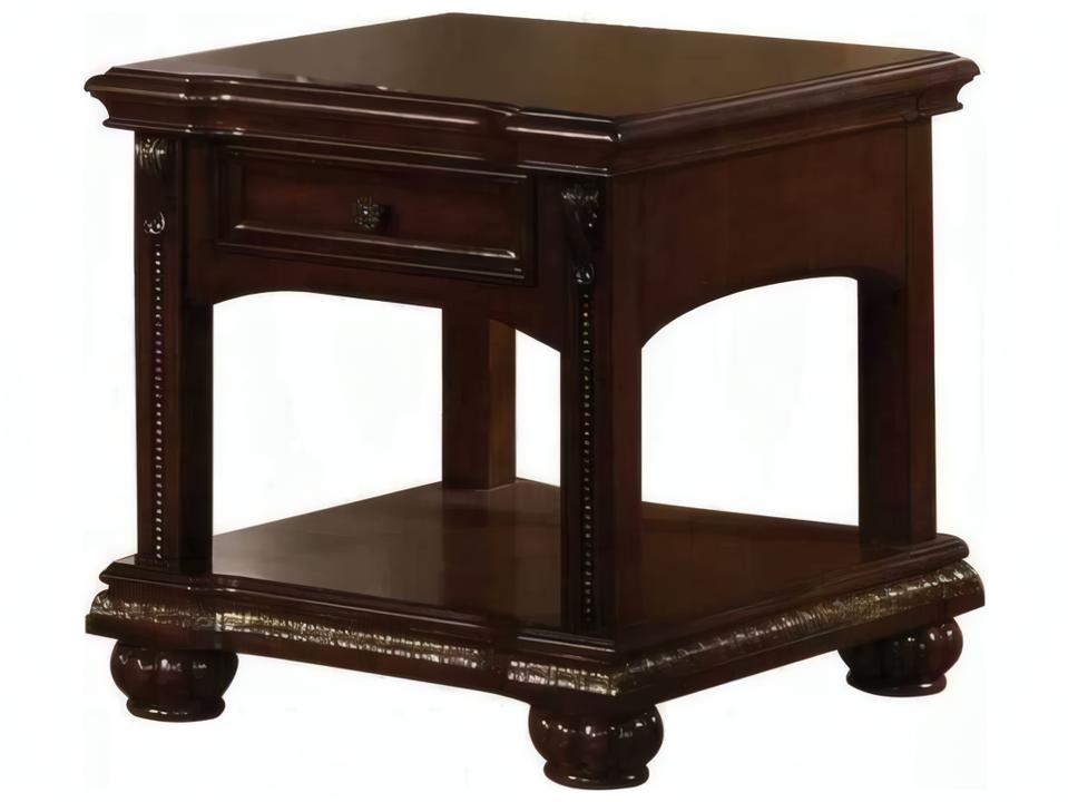 Anondale Traditional End Table in Brown Cherry with Storage Drawer
