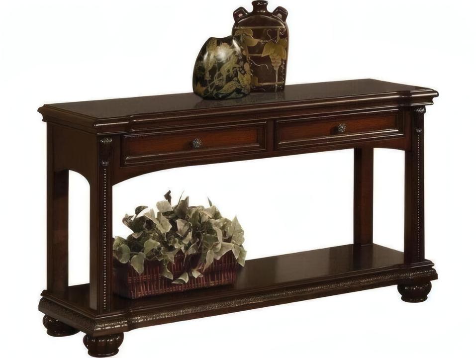 Anondale Cherry Wood Console Table with Drawers and Shelf