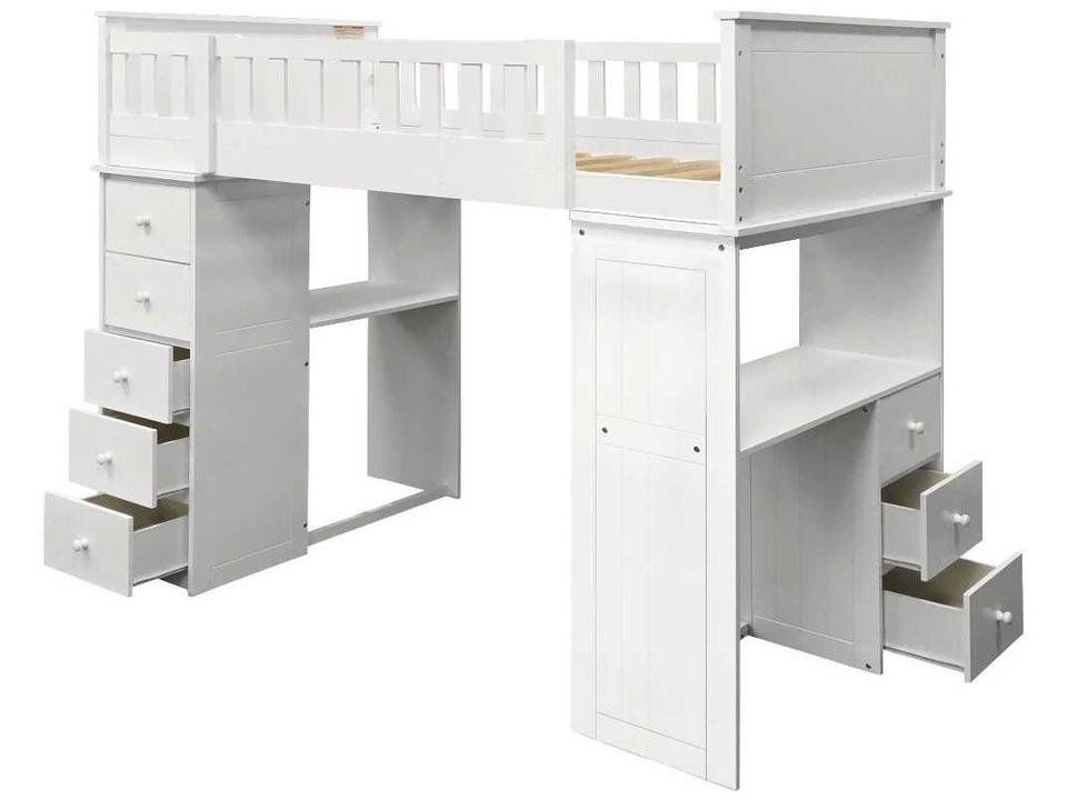 Willoughby White Solid Wood Twin Bunk Bed