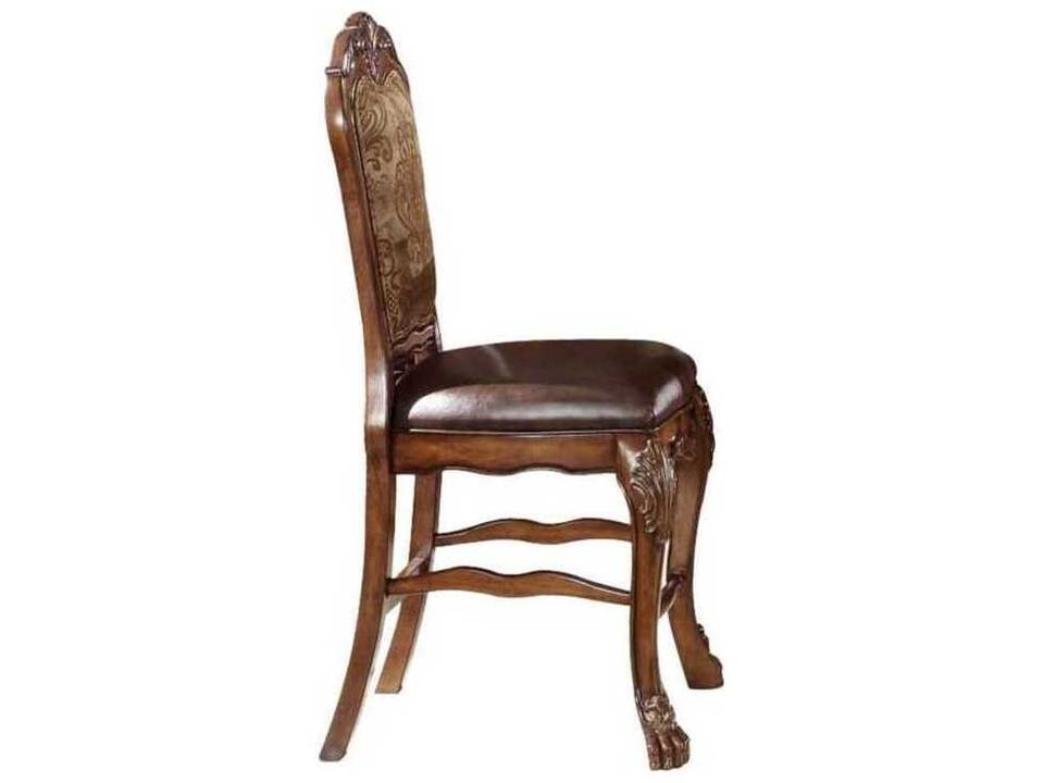 Dresden Poplar Wood Cherry Faux Leather Armless Dining Chair Set of 2