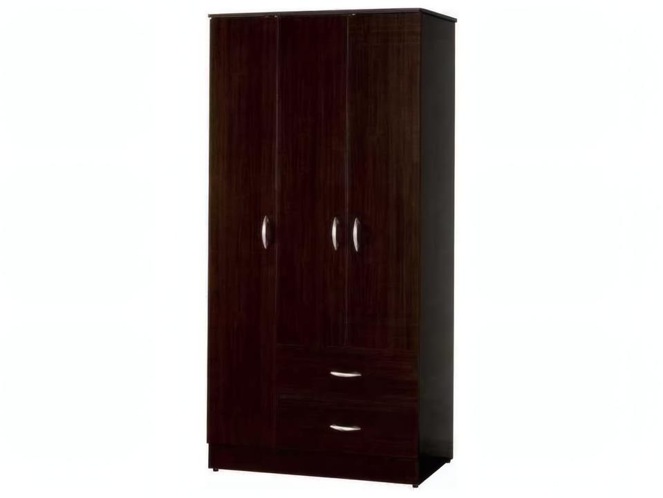 Olean 3-Door Wardrobe with Drawers in Espresso Finish
