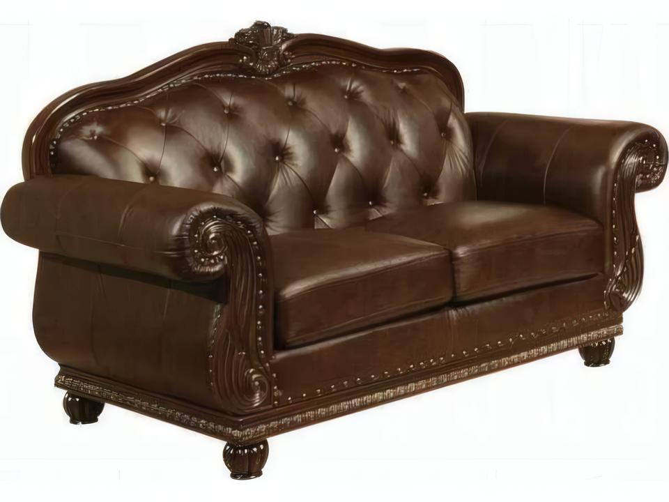 Anondale Top Grain Leather Match Loveseat in Espresso