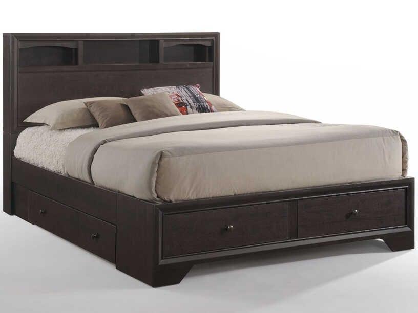 Madison-II Brown Rubberwood Wood King Platform Bed
