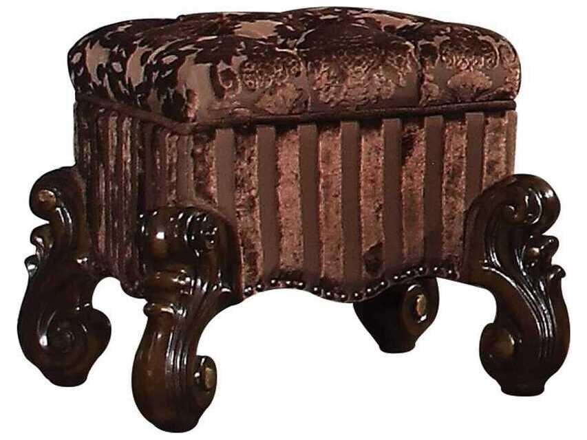 Versailles Cherry Oak Upholstered Accent Stool