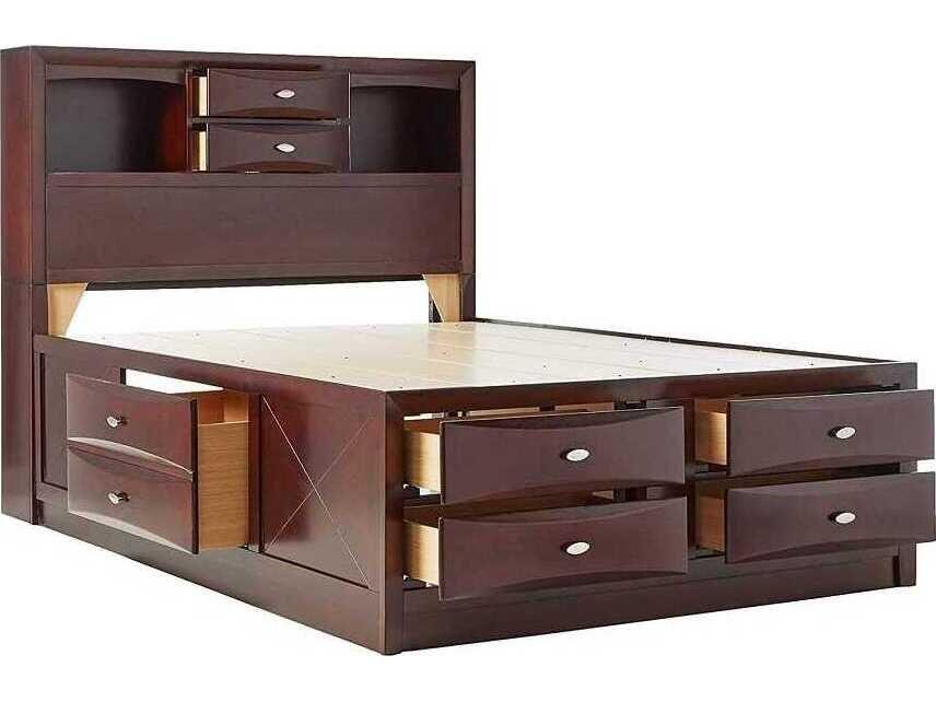 Ireland Brown Rubberwood Wood Full Platform Bed