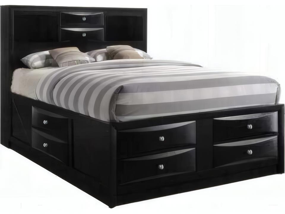 Ireland Eastern King Storage Platform Bed in Black Finish