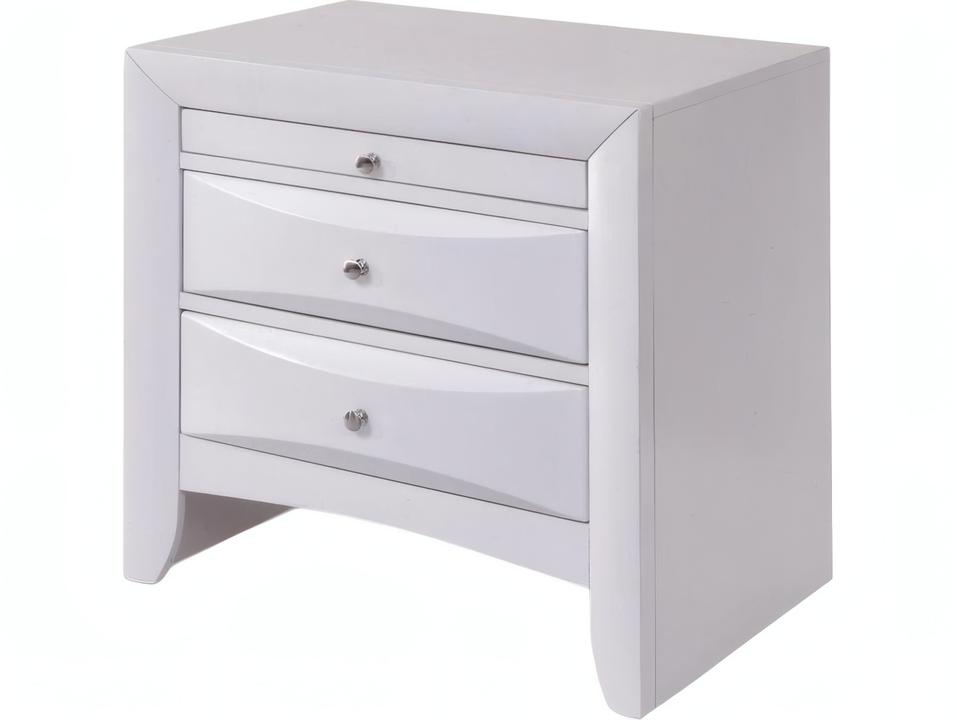 Ireland 2-Drawer White Nightstand with Pull-Out Tray