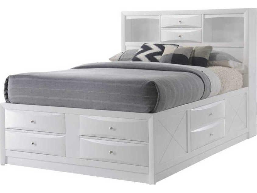 Ireland White Rubberwood Wood Full Platform Bed